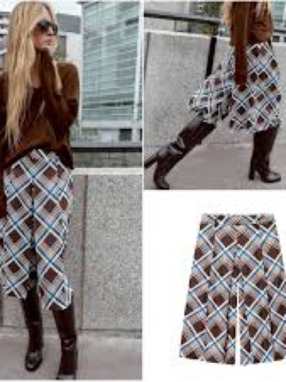 Zara Plaid Midi shorts in Brown and Blue- New with tags